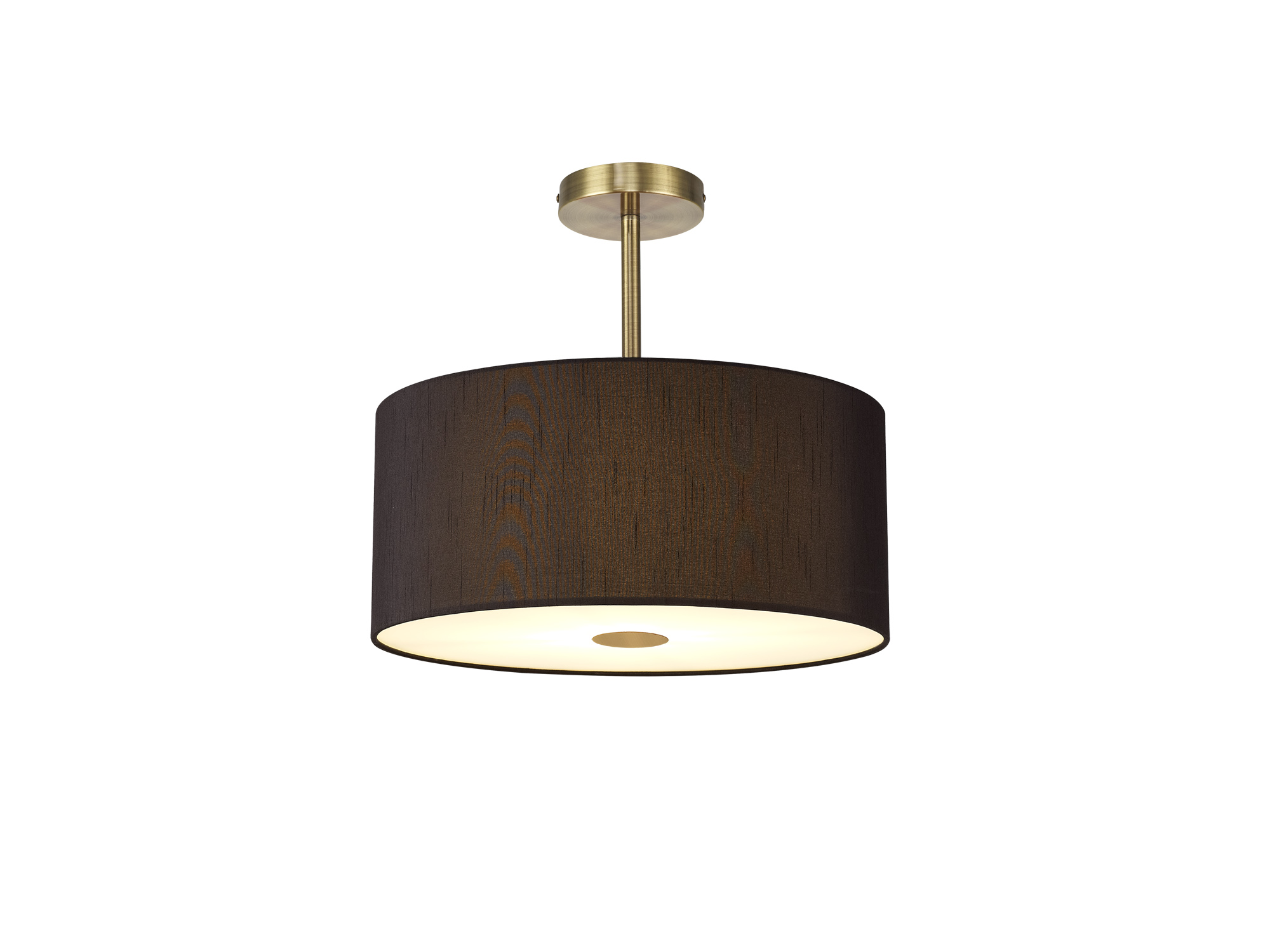 Baymont 40cm Semi Flush Flush 5 Light Antique Brass, Black, Frosted Diffuser
